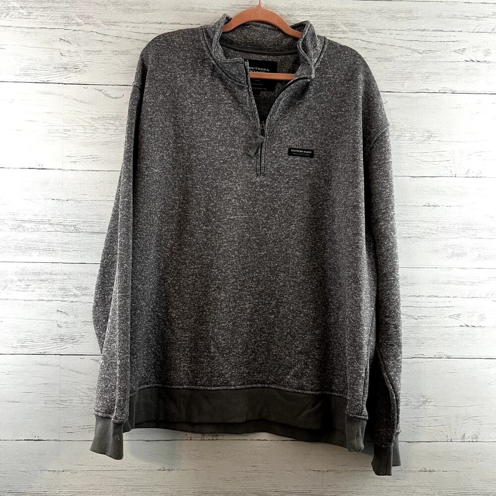 Southern Marsh Heather Brown Knit Quarter Zip Pullover Size XL